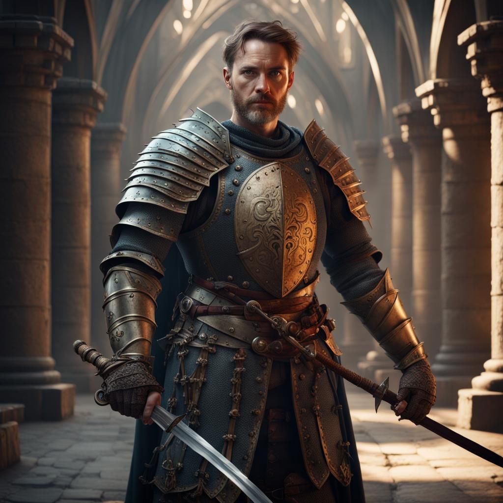 Medieval Knight Portrait in Detailed Matte Painting
