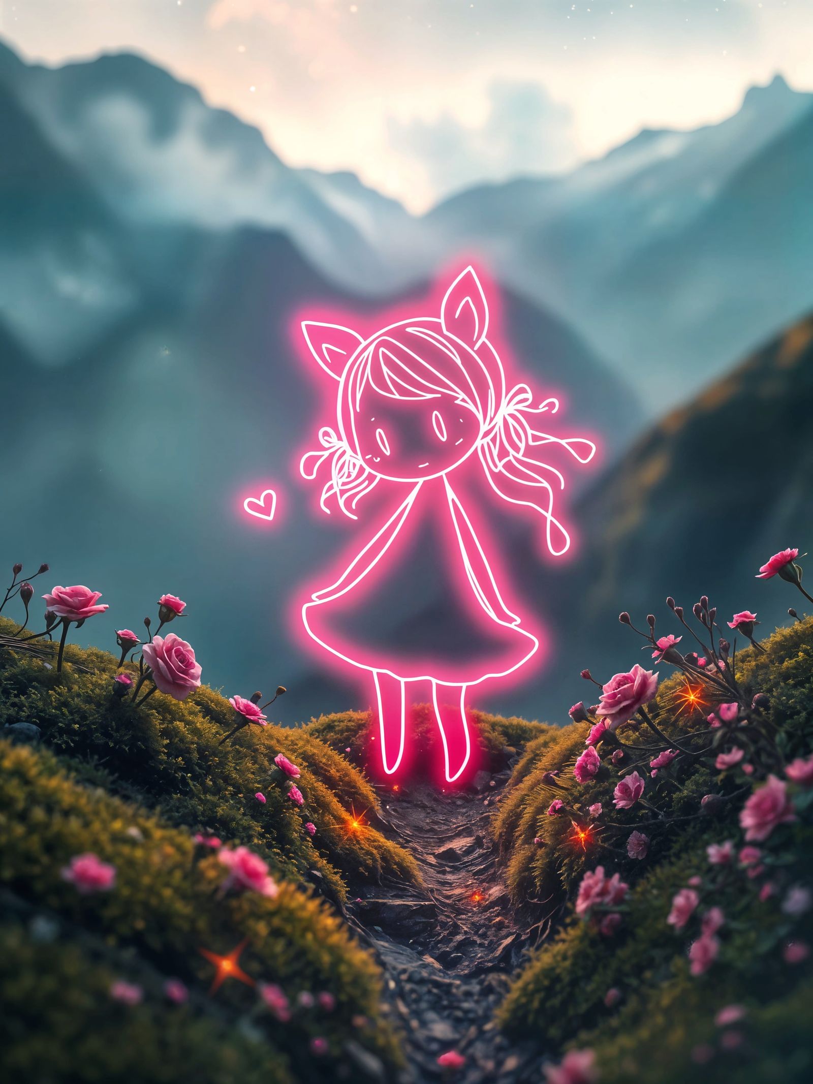 Neon Crystal Geekgirl Emerge from Fragmented Love