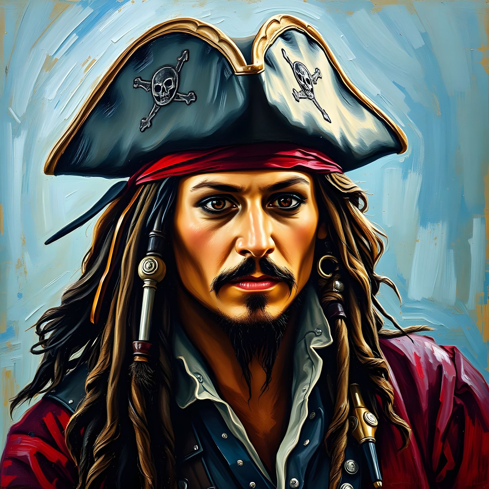 Johnny Depp as Captain Jack Sparrow Impasto Painting