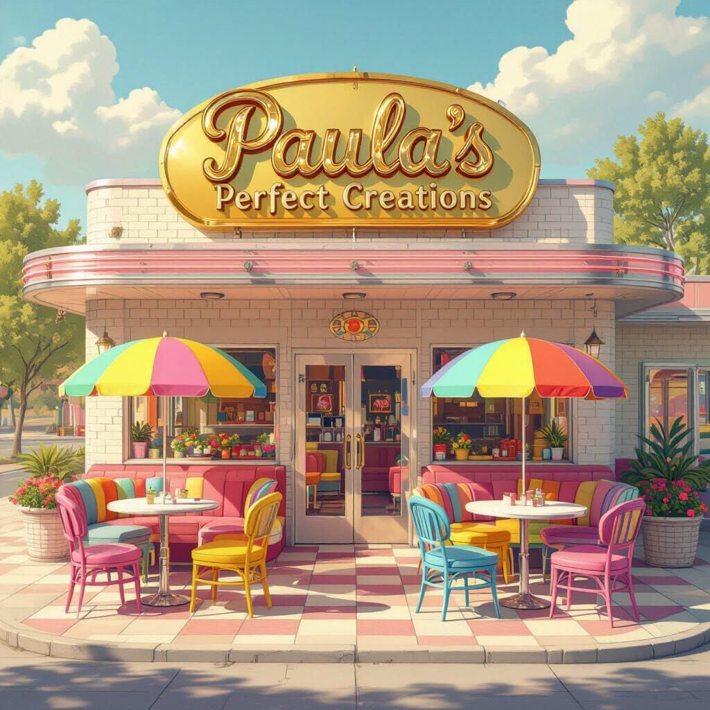 Pastel Rainbow Diner in Surrealist Style