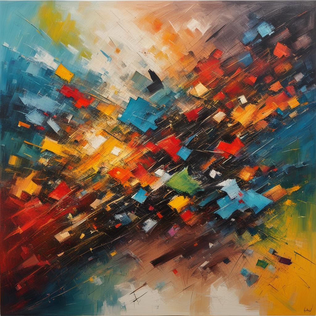 Textured Abstract Artwork as Oil Painting
