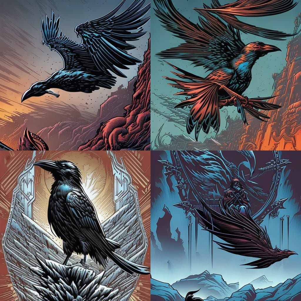 Ink Splash Raven Comic Book Art