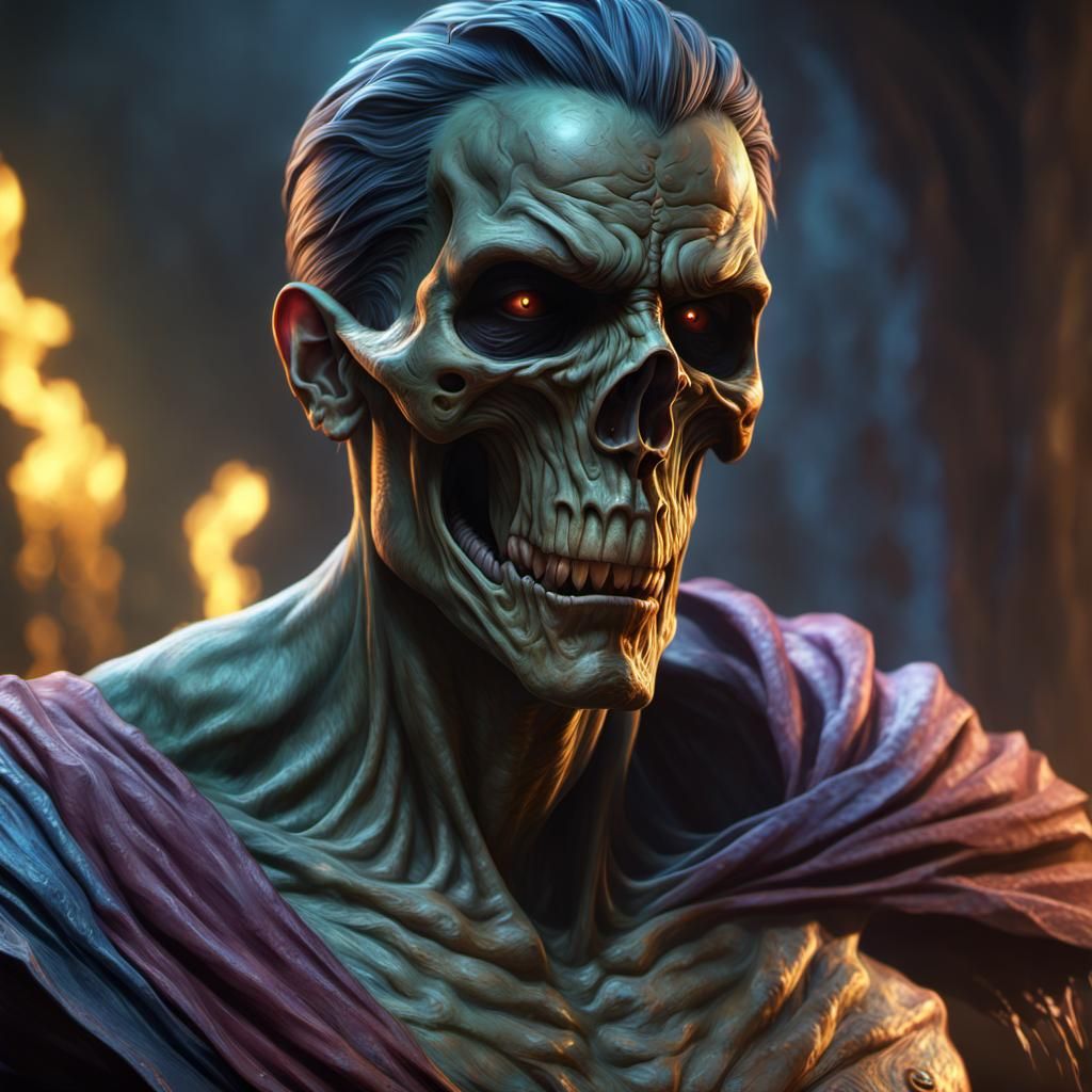 Detailed Death Spirit in Hyperrealistic Splash Art
