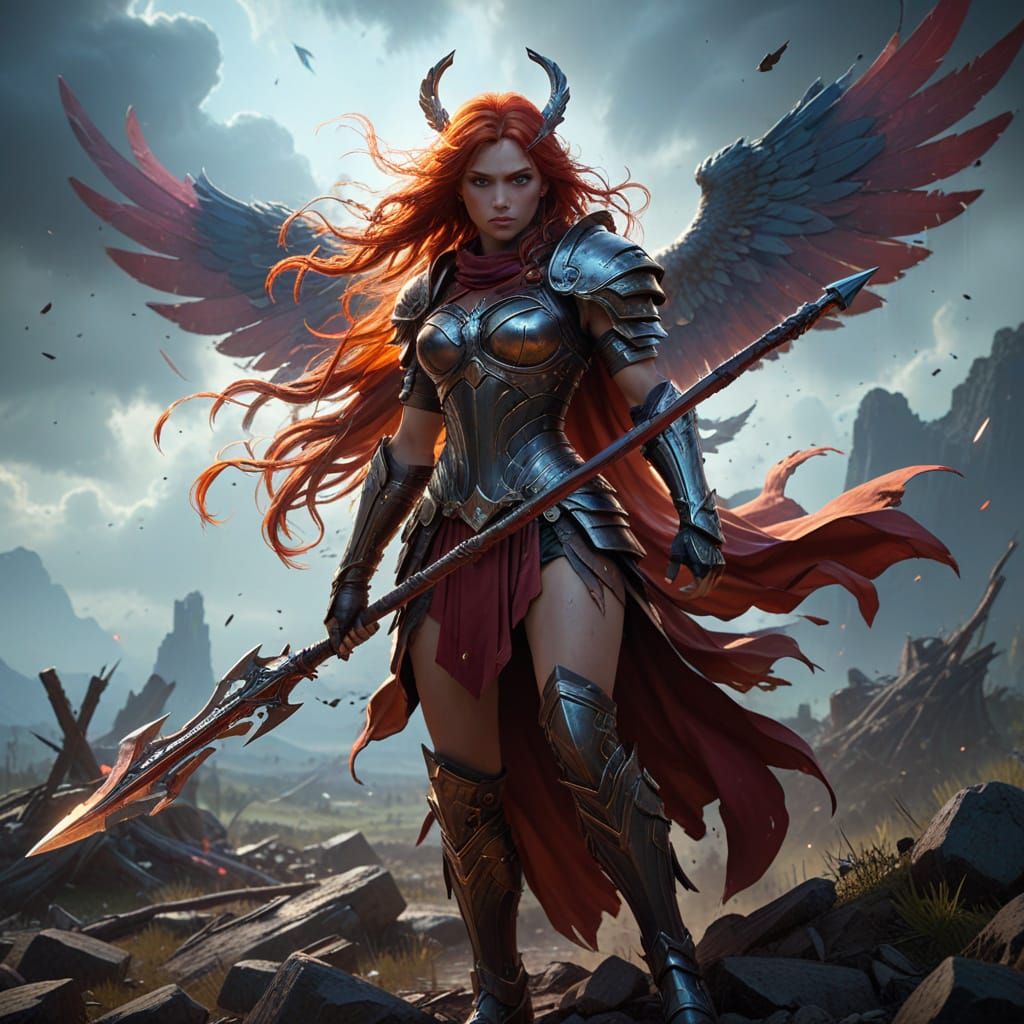 Valkyrie Warrior on Battlefield: Splash Art