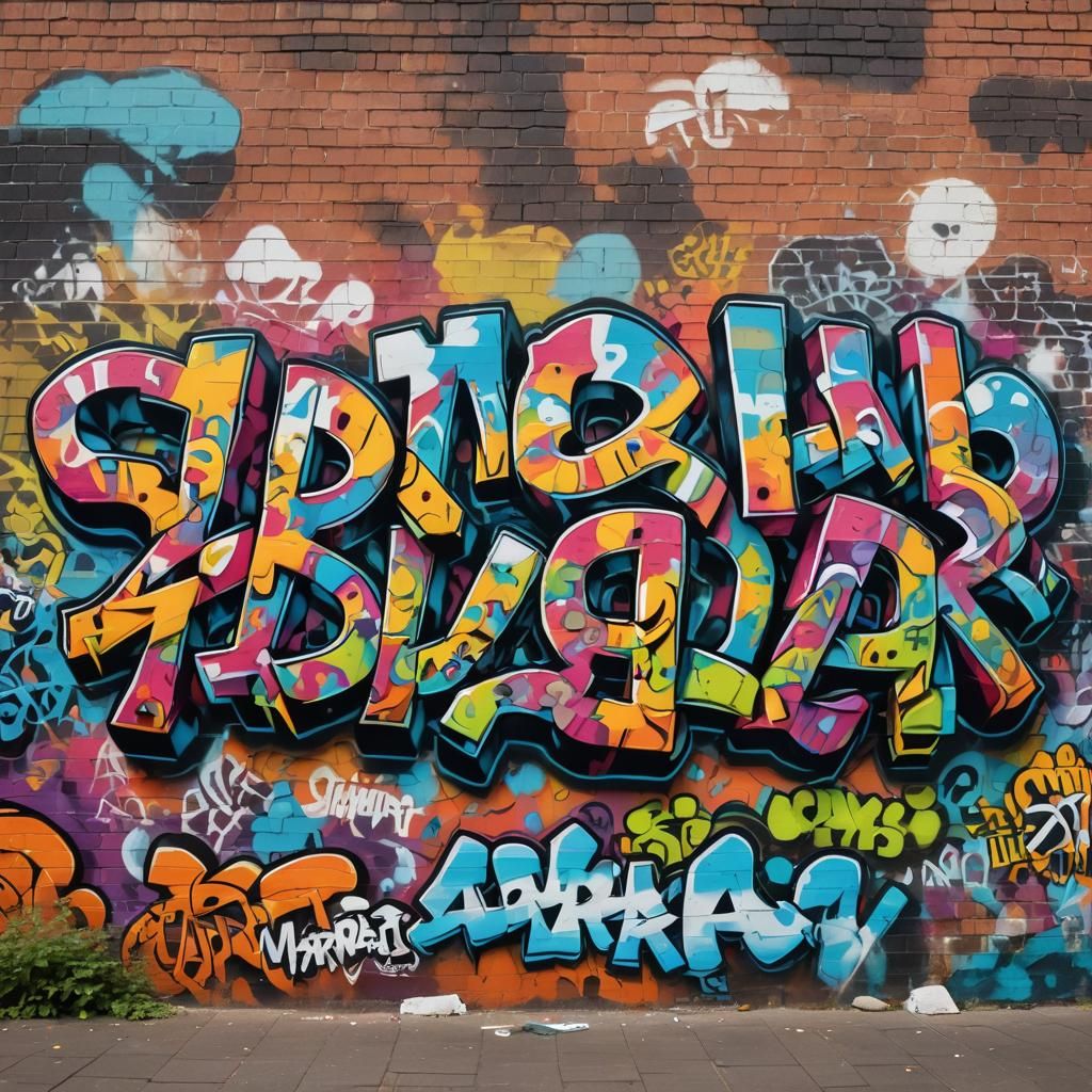 Vibrant Graffiti Art on Brick Wall