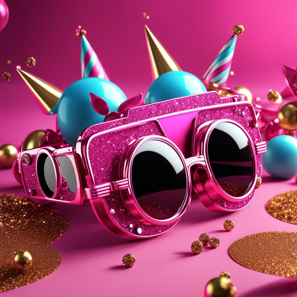 Birthday Invitation with Sunglasses and Glitter: Artstation ...