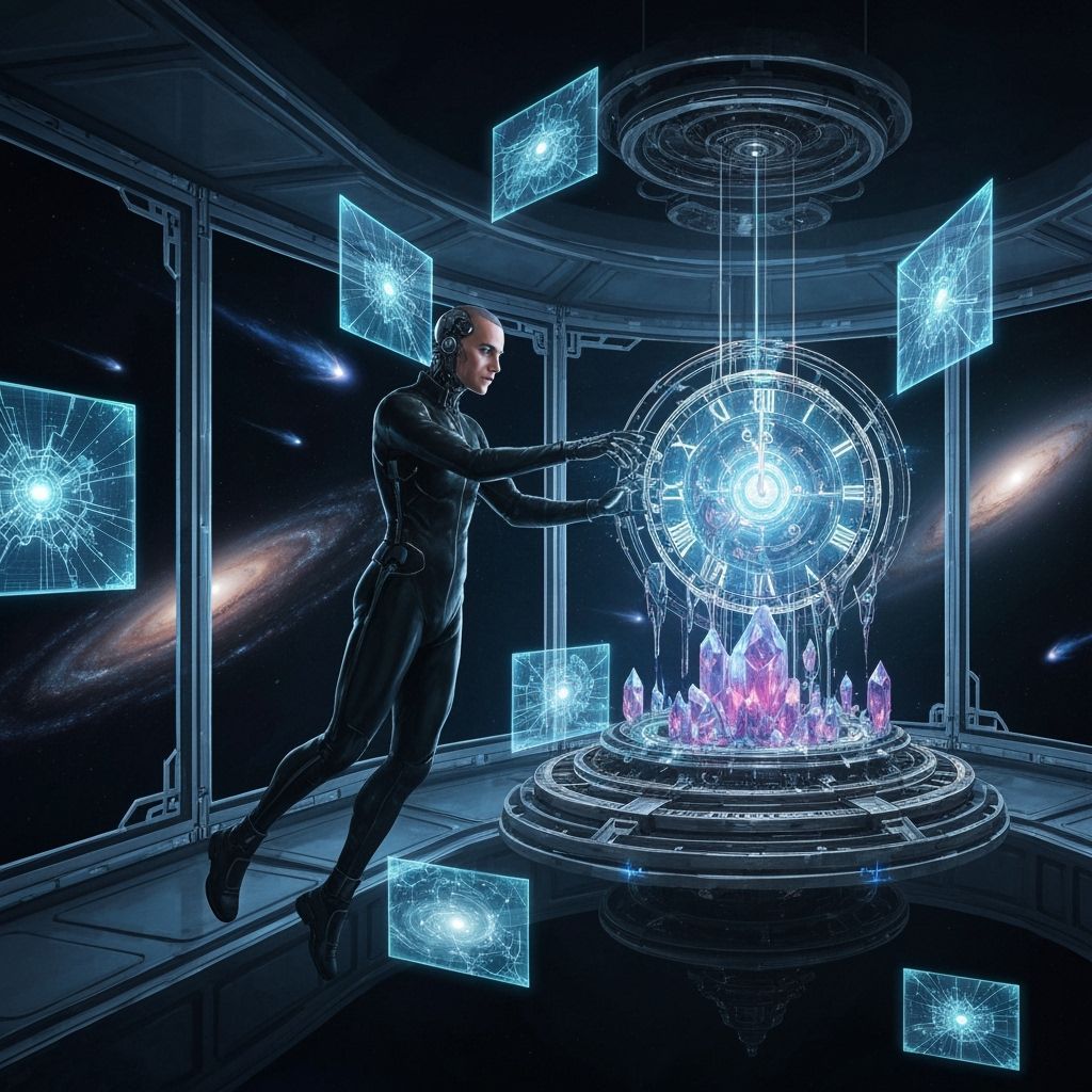 Cybernetic Engineer Assembles Temporal Device in Orbit