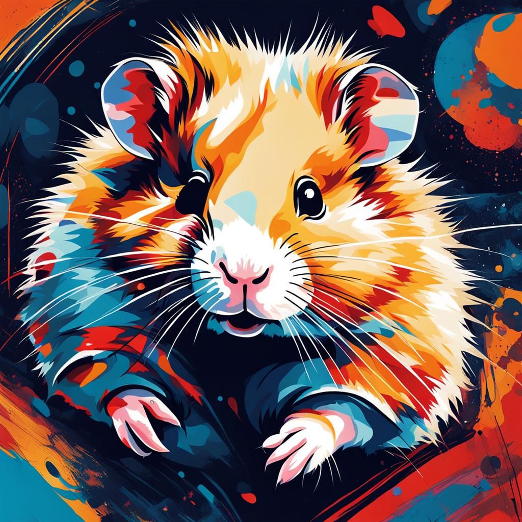 Abstract Hamster Art in Complementary Colors