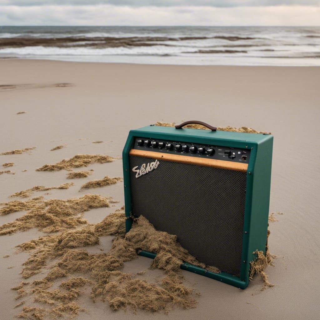 Guitar Amp Submerged in Ocean with Seaweed