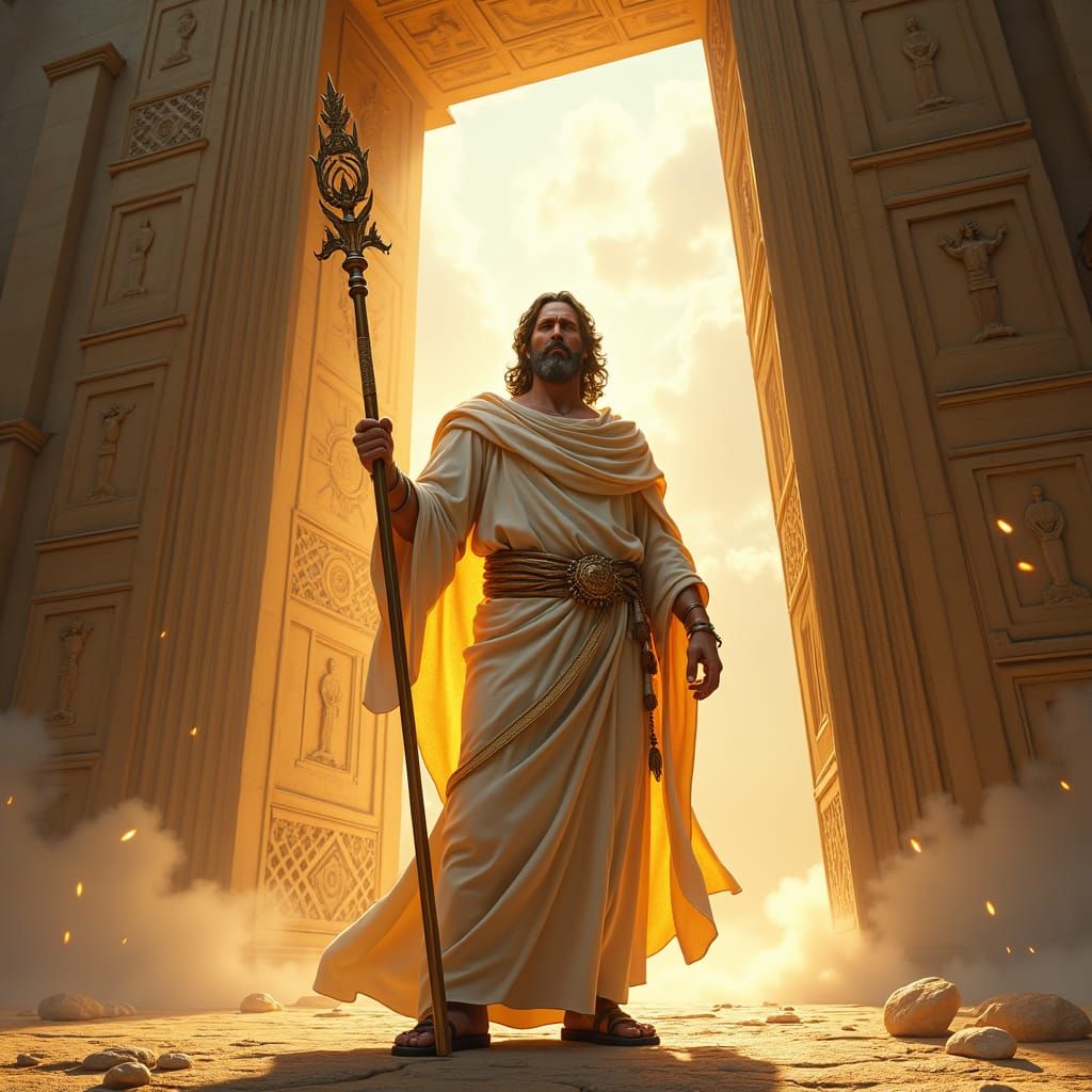 Apostle Peter at Temple Entrance in Divine Light