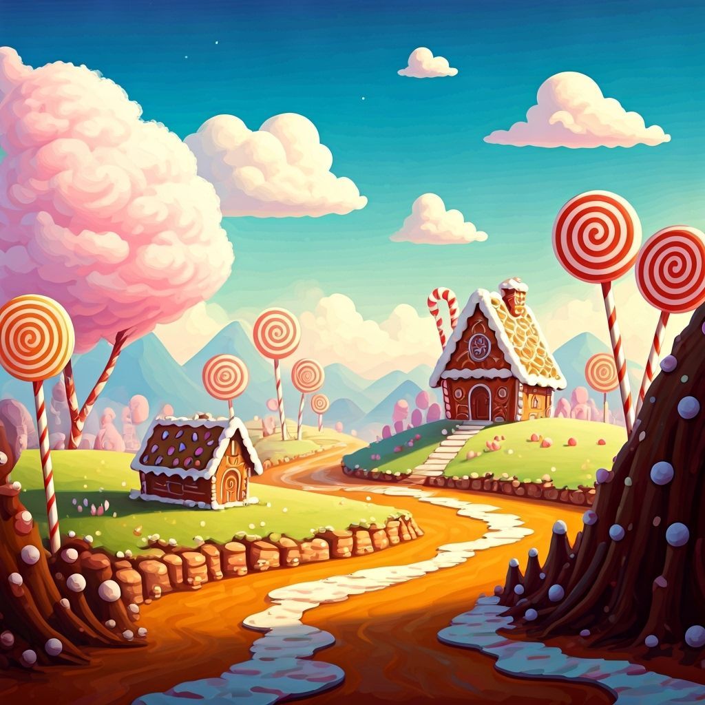 Whimsical Marshmallow Hills & Caramel Rivers Landscape