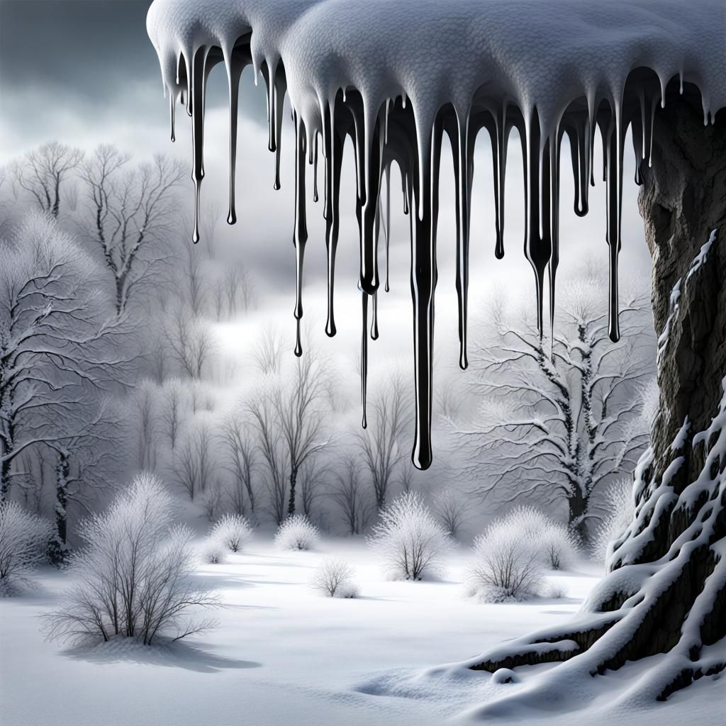 Surreal Dripping Snow Phantasm Landscape