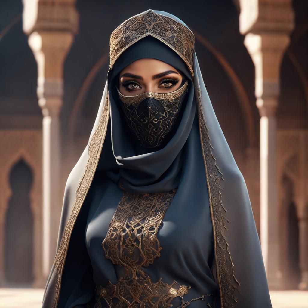 Arabian Princess in Niqab: Detailed Matte Painting