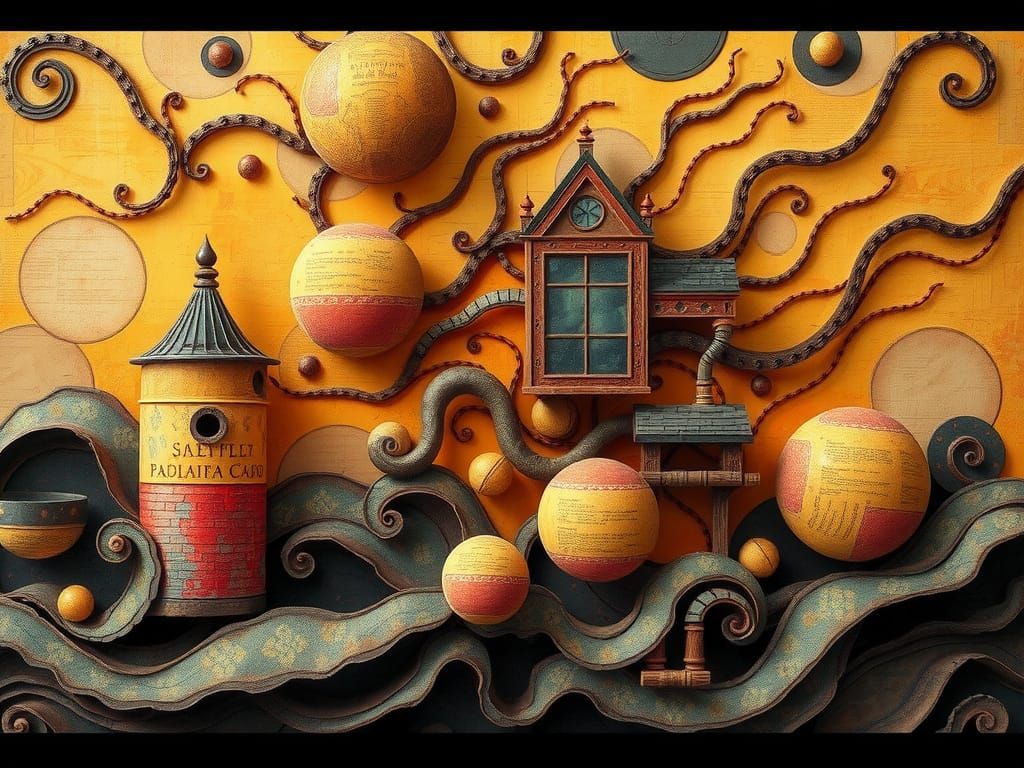 Steampunk Anamorphic Sculpture with ThermoFluid Elements