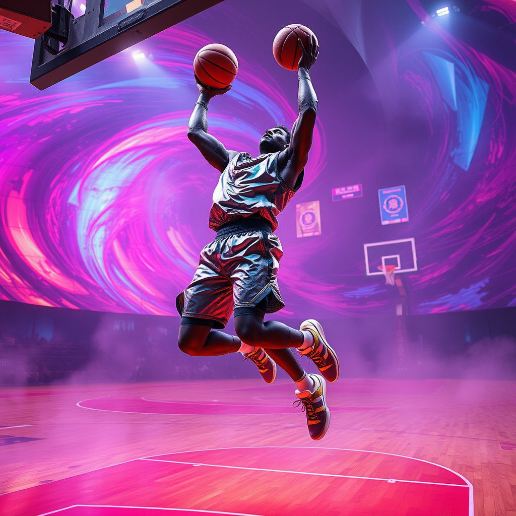 Basketball Player with Drip in Cyberpunk Futurism