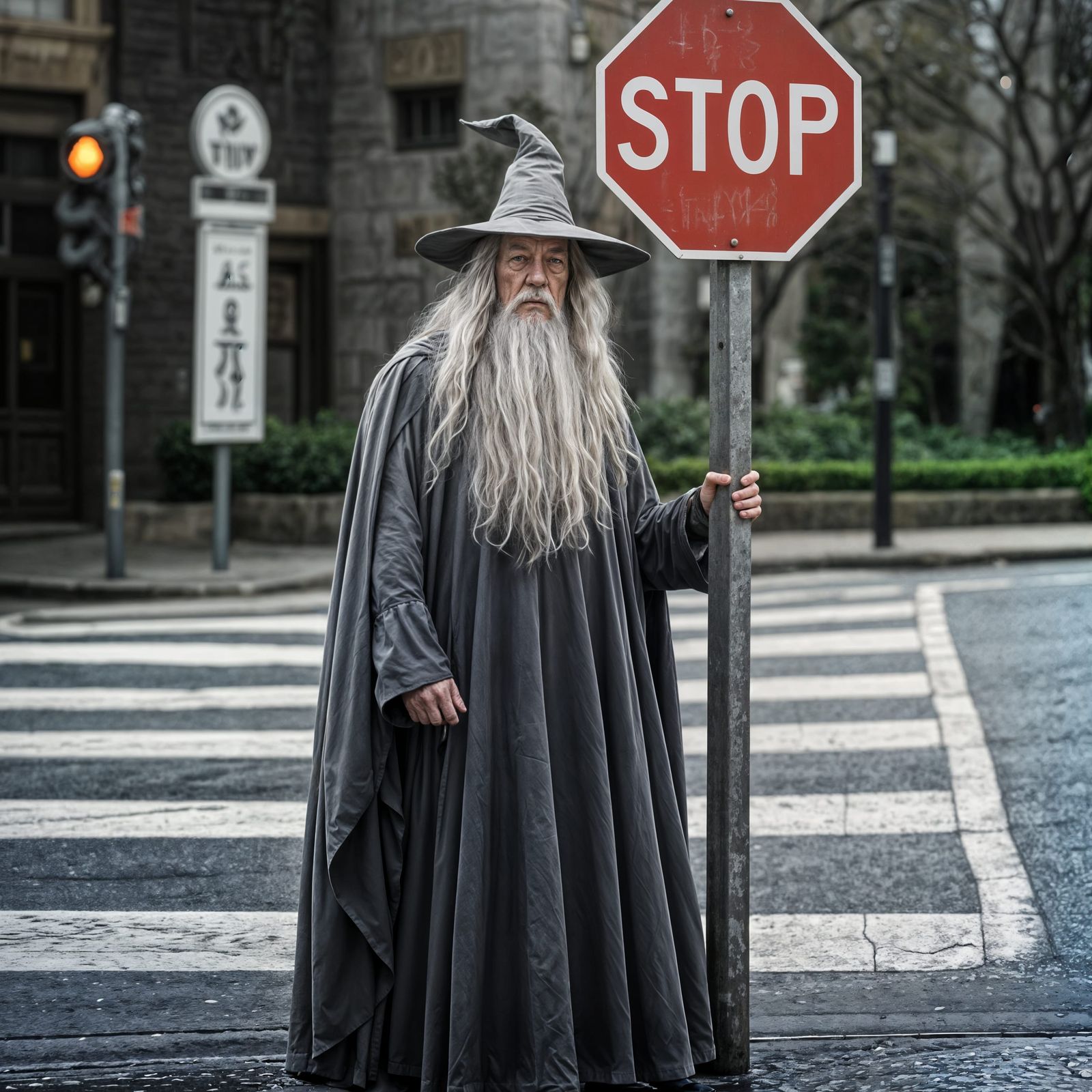 Gandalf the Grey Holds Back Traffic in Epic Scene