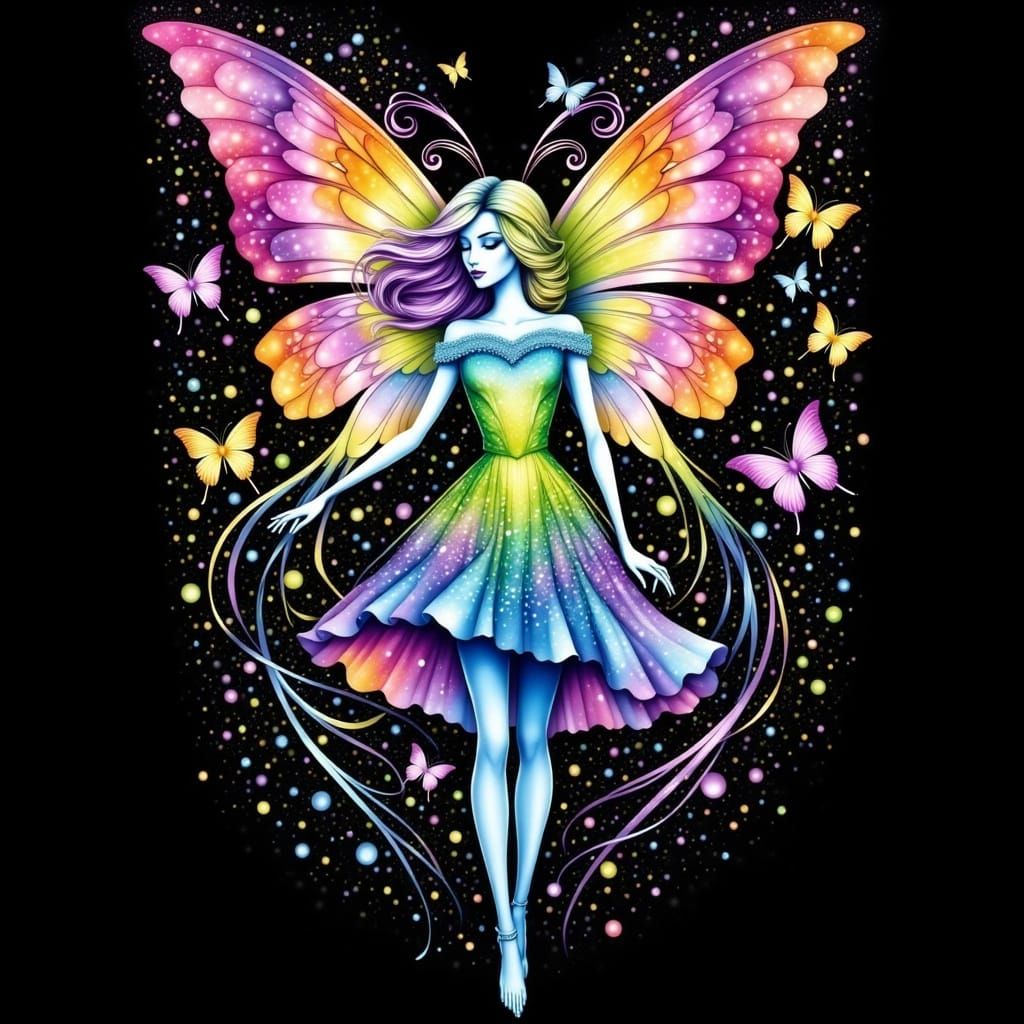 Intricate Alcohol Ink Fantasy Illustration with Drifting Col...