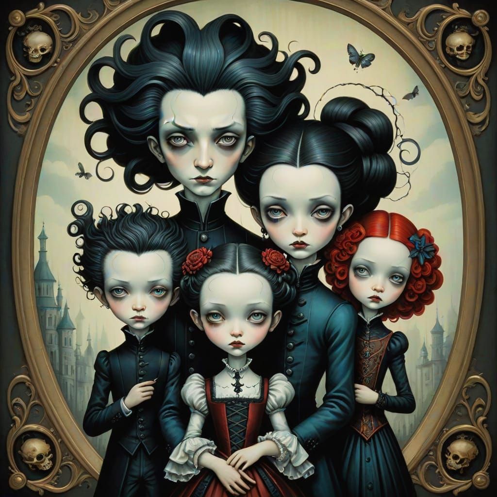 Elegant Family in Baroque Gothic Attire