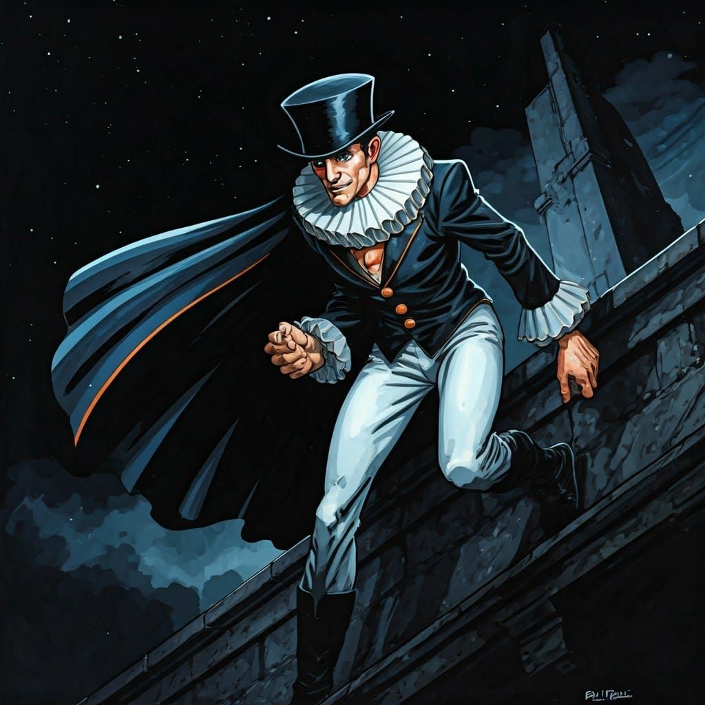 Ethereal Pierrot Roams Urban Rooftops in Cel-Shaded Comic Ar...