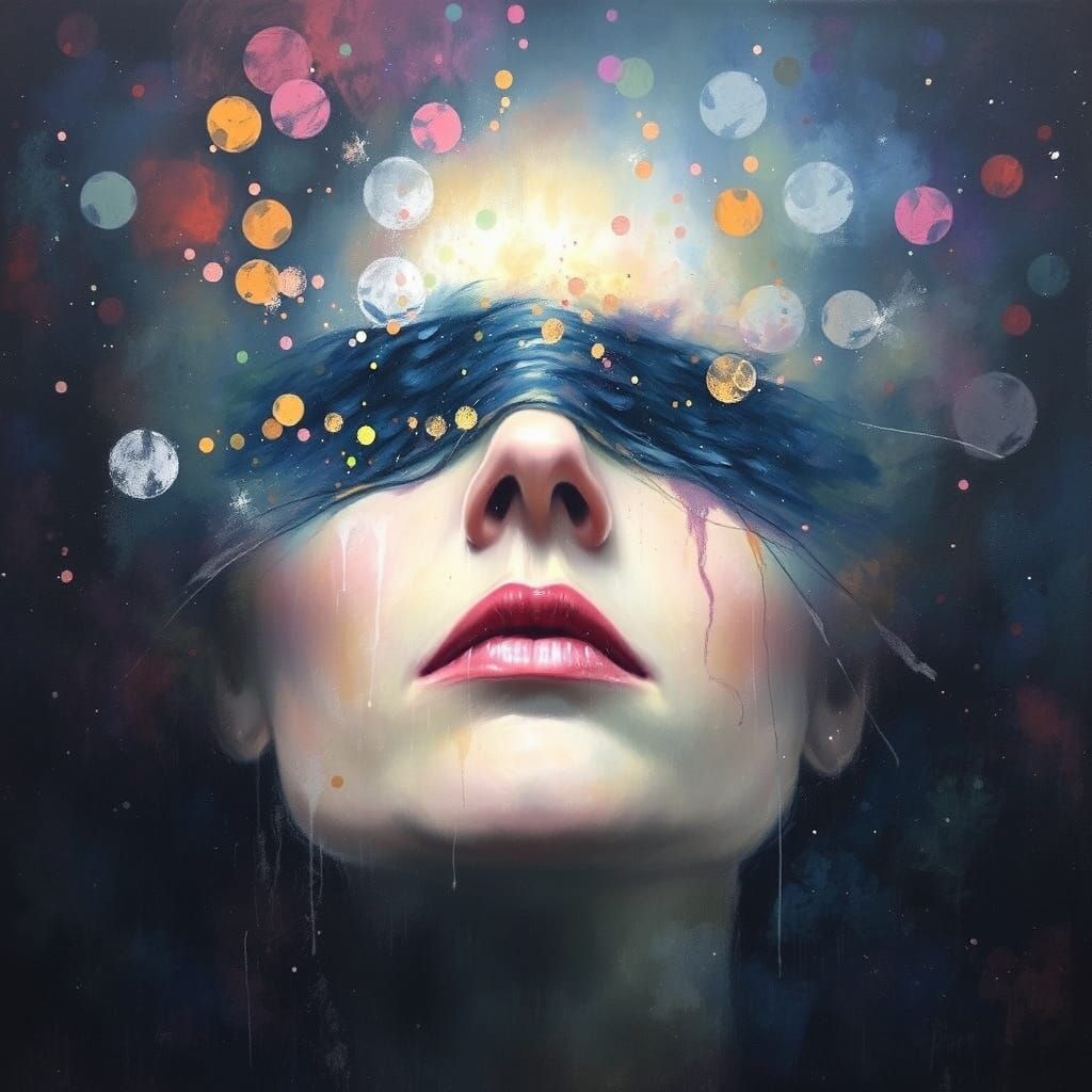 Cosmic Blind Seer Portrait in Sfumato Style