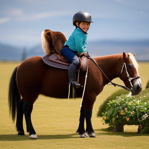 Boy on Shetland Pony, Digital Painting