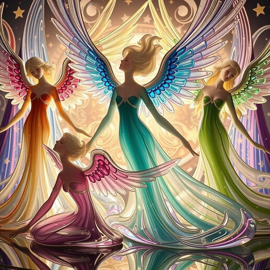 Ethereal Glass Angel Figurines: Serene Sculptures