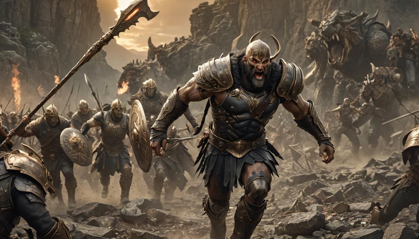 Ares, God of War, on Ancient Battlefield