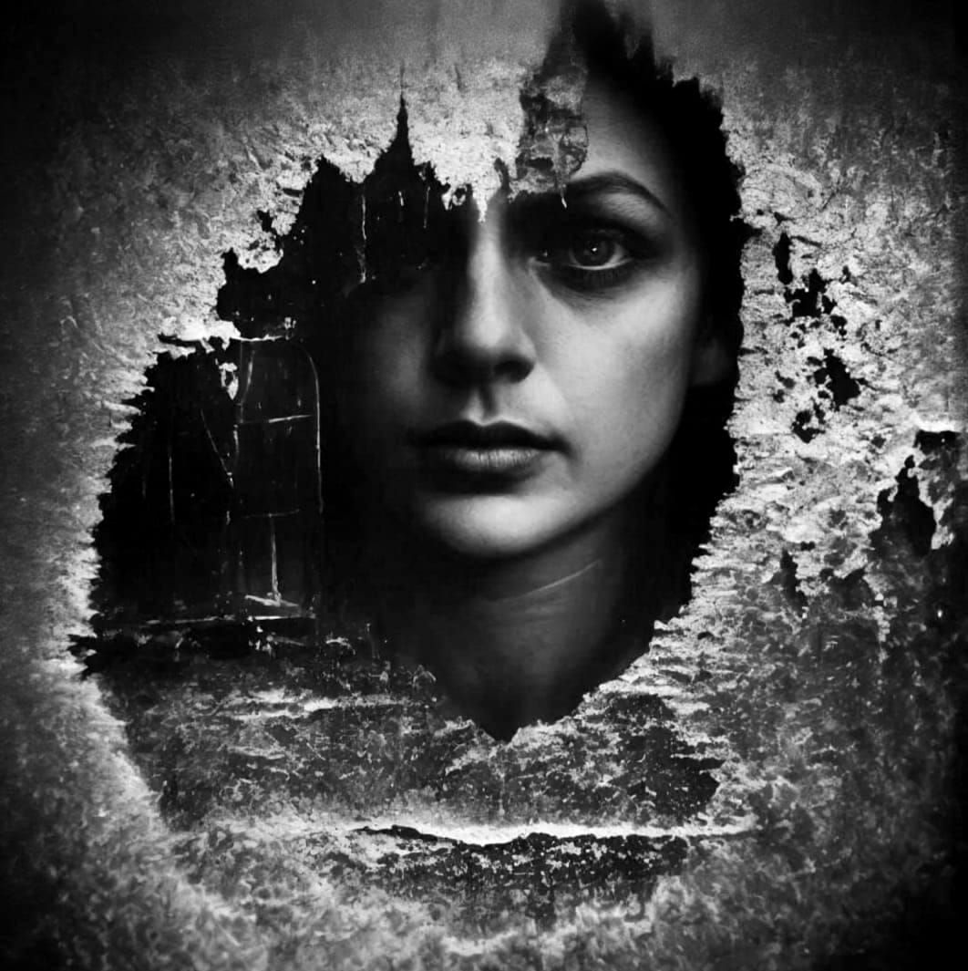 Monochrome Portrait of a Soul Emerging Through Adversity