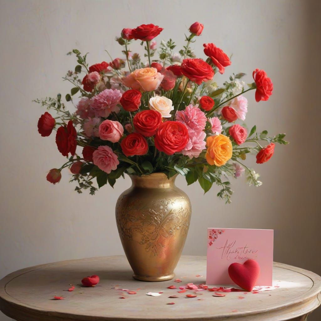 Whimsical Valentine's Day Oil Painting with Impasto Techniqu...