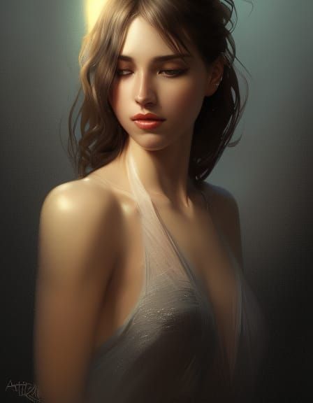 Detailed Portrait of a Young Woman in Art Nouveau Style