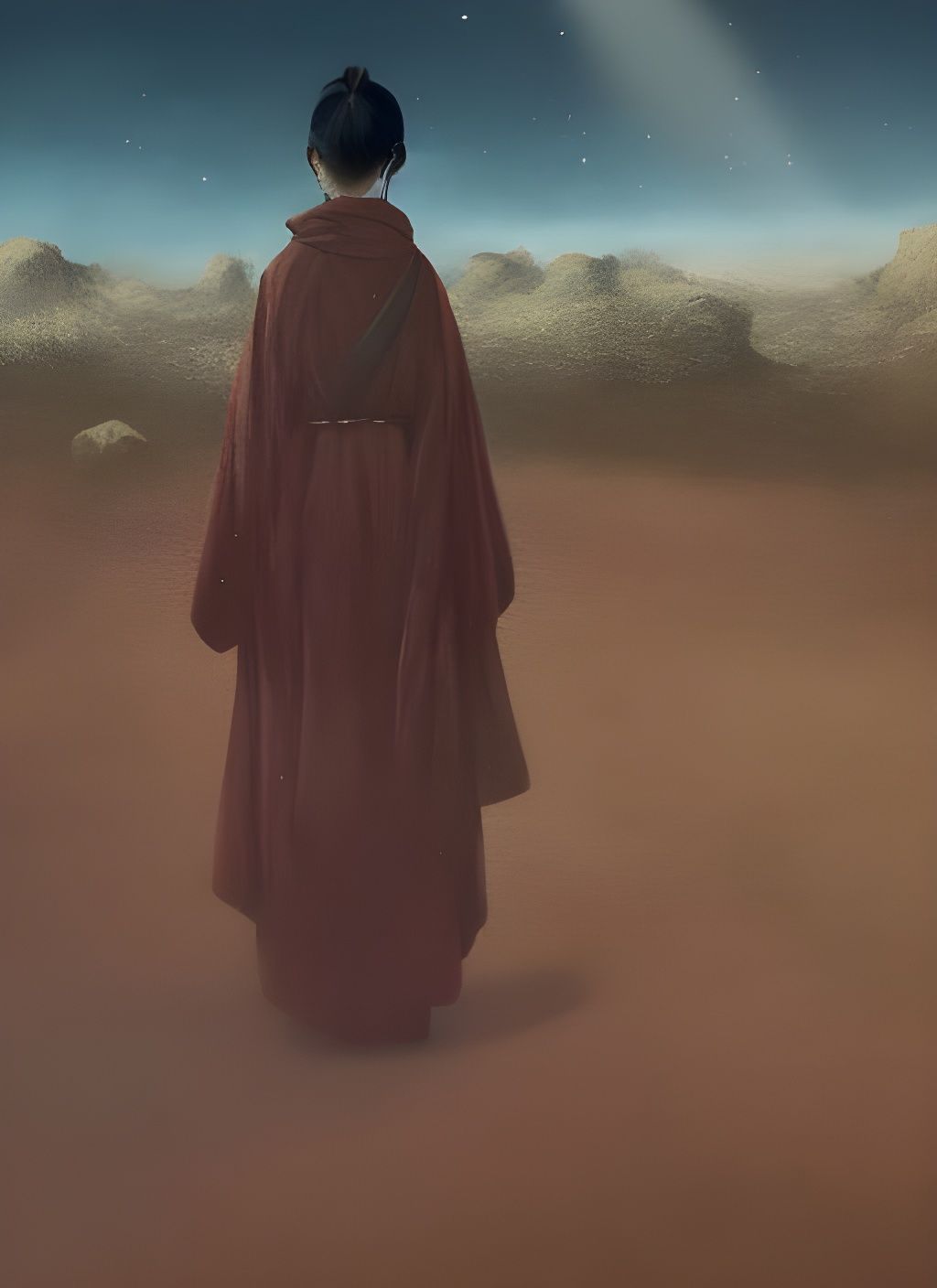 Endless Desert Journey Inspired by Van Gogh