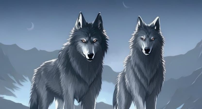 Anime Girl with Wolf Ears in Moonlight