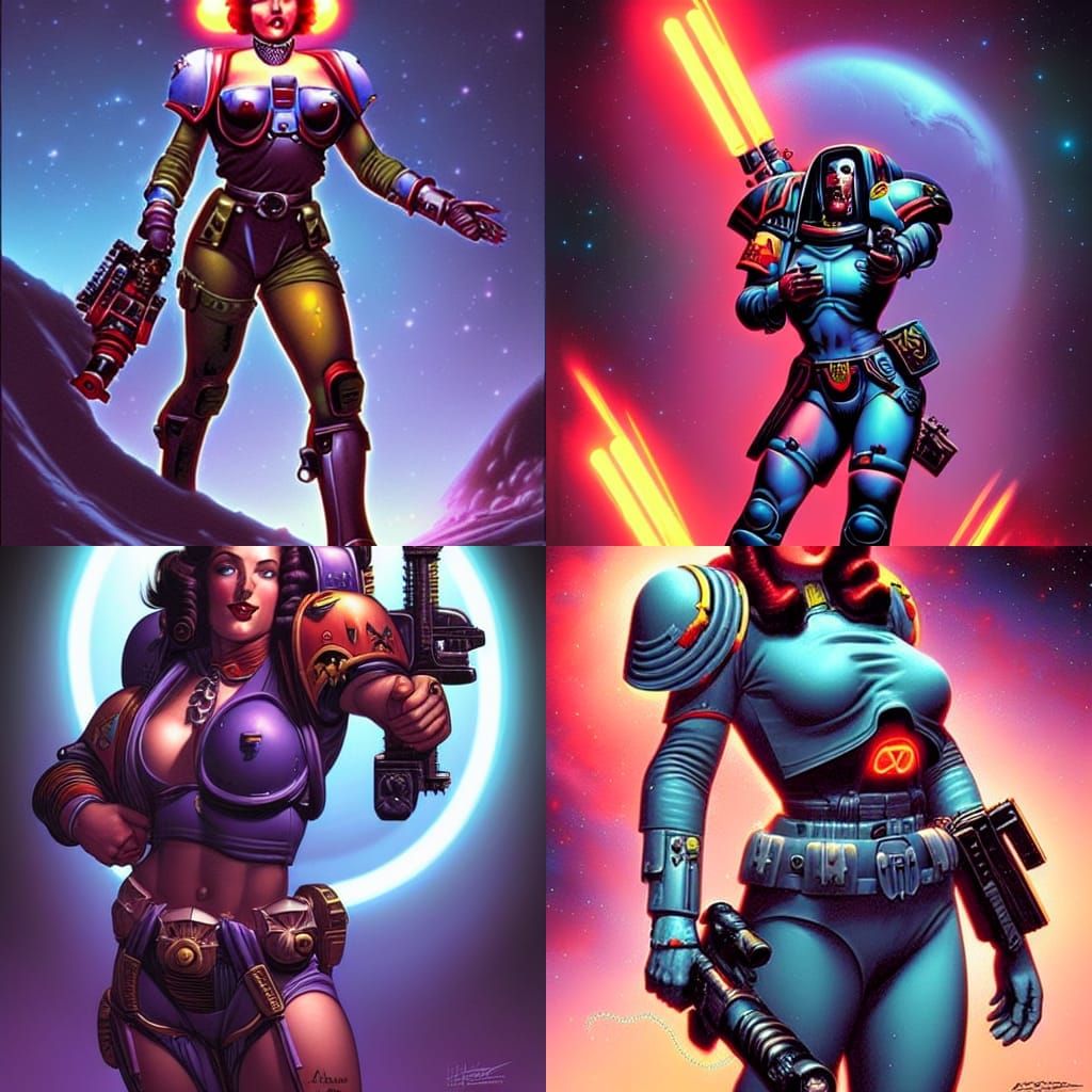 Female Space Marine in Retro Sci-Fi Comic Art