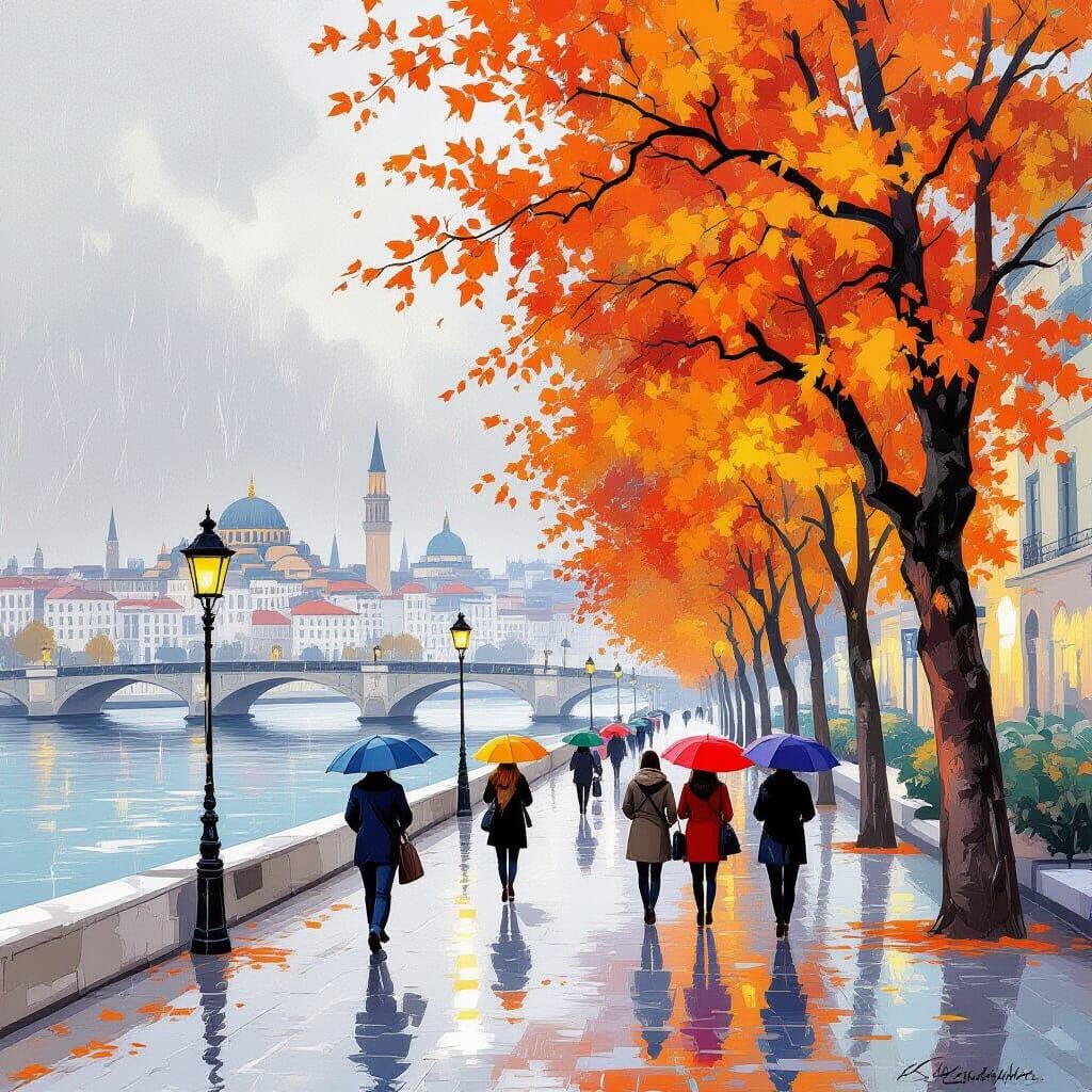 Autumn Country Meets Tunis Winter: Impressionist Digital Art