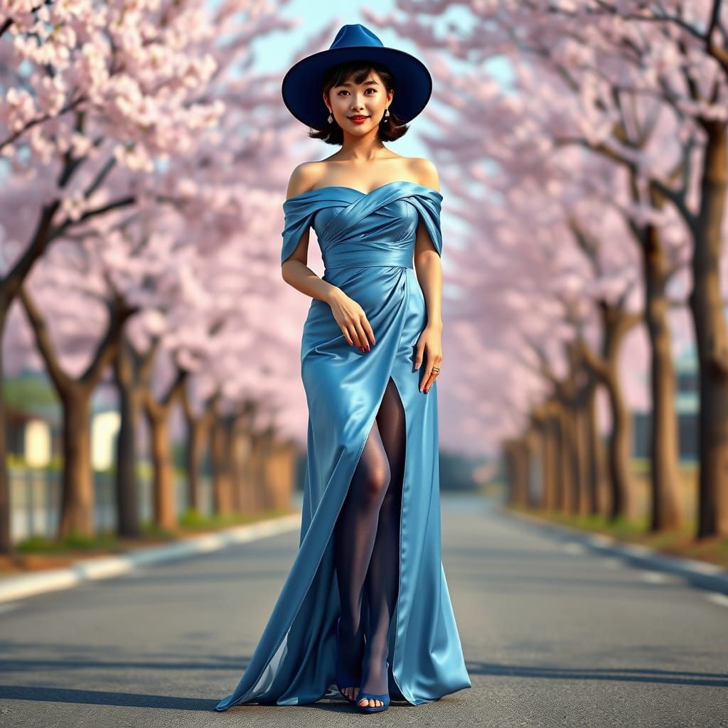 Blue Silk Gown on Cherry Blossom Street