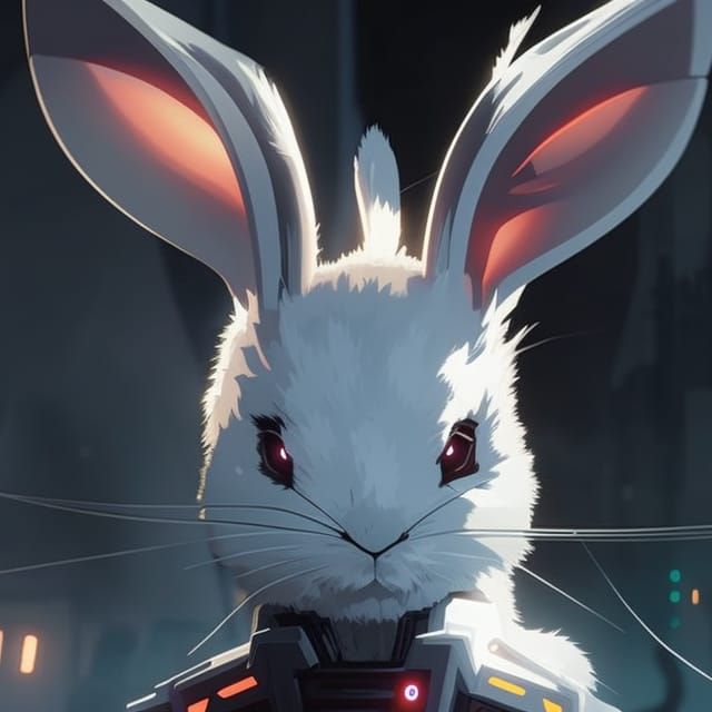 Cybertech Bunny Portrait in Detailed Matte Style