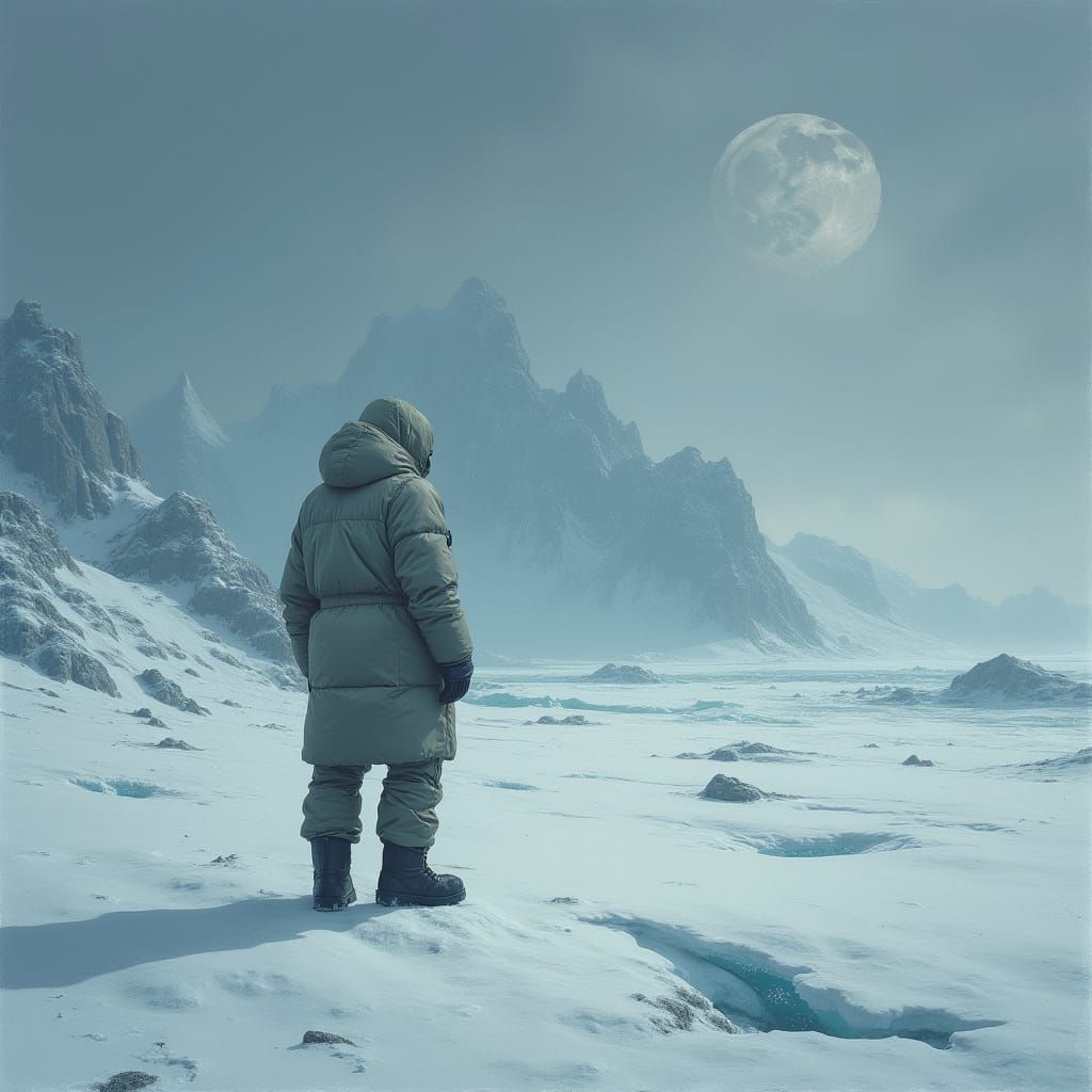 Bleak Antarctic Landscape in Romantic Style