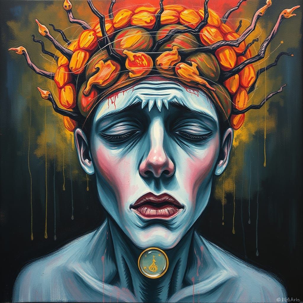 Depression and Anxiety: A Detailed Gouache Painting