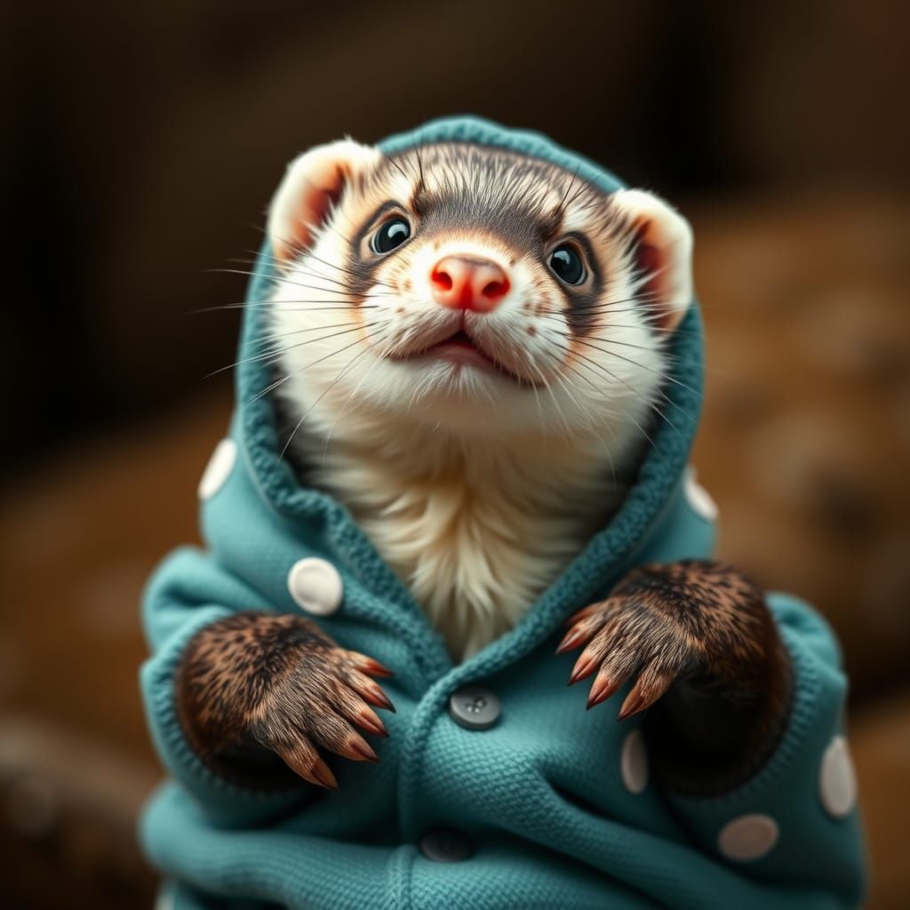 Adorable Ferret in an Otter Onesie
