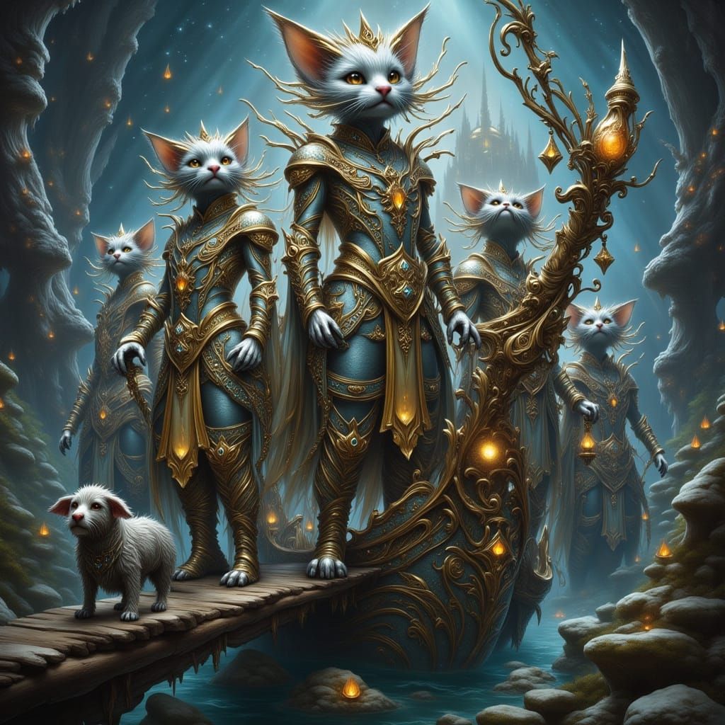 Feline Pirates on Jeweled Ship, Fantasy Style