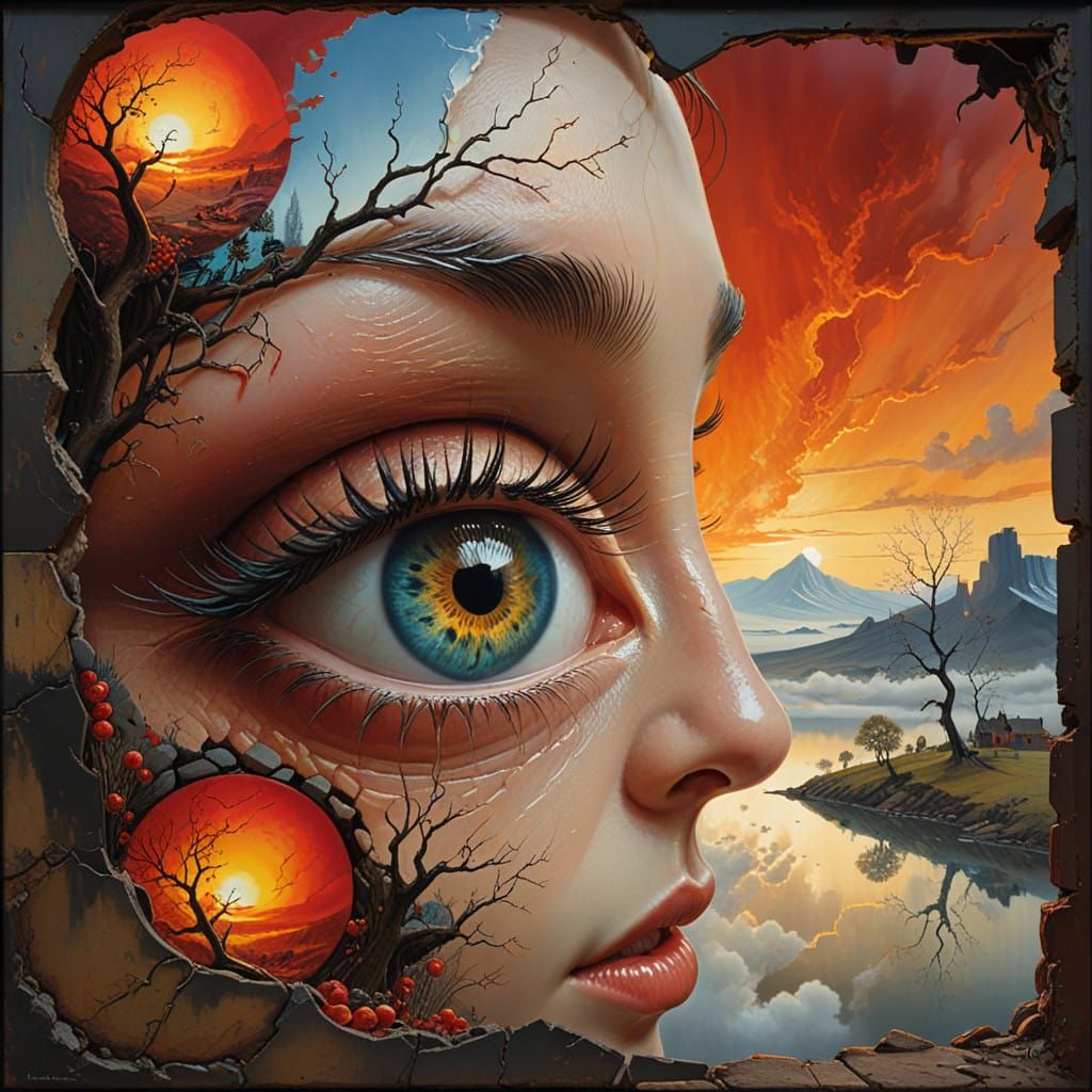 Surreal Eye Reveals Contrasting Realms of Light and Darkness