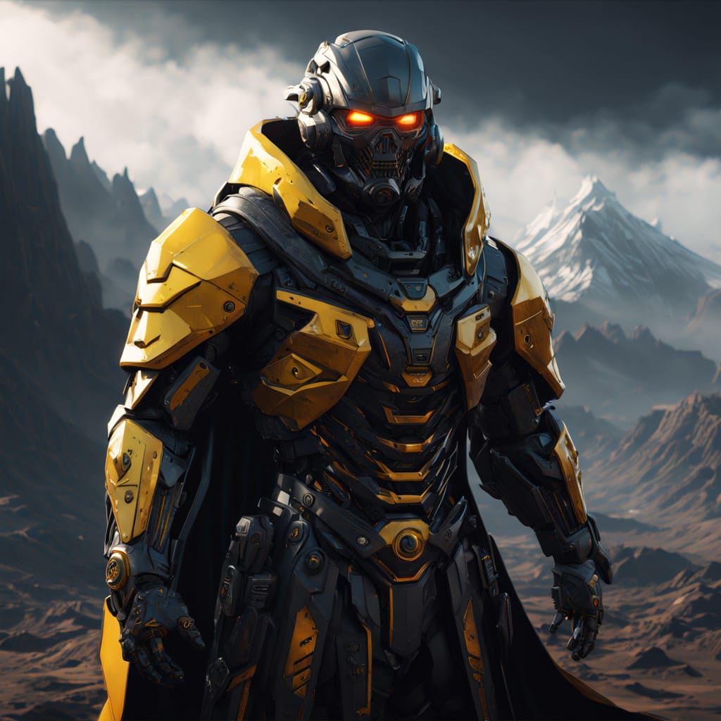 Cyberpunk Demon Unleashes Dark Energy in Foreboding Mountain...