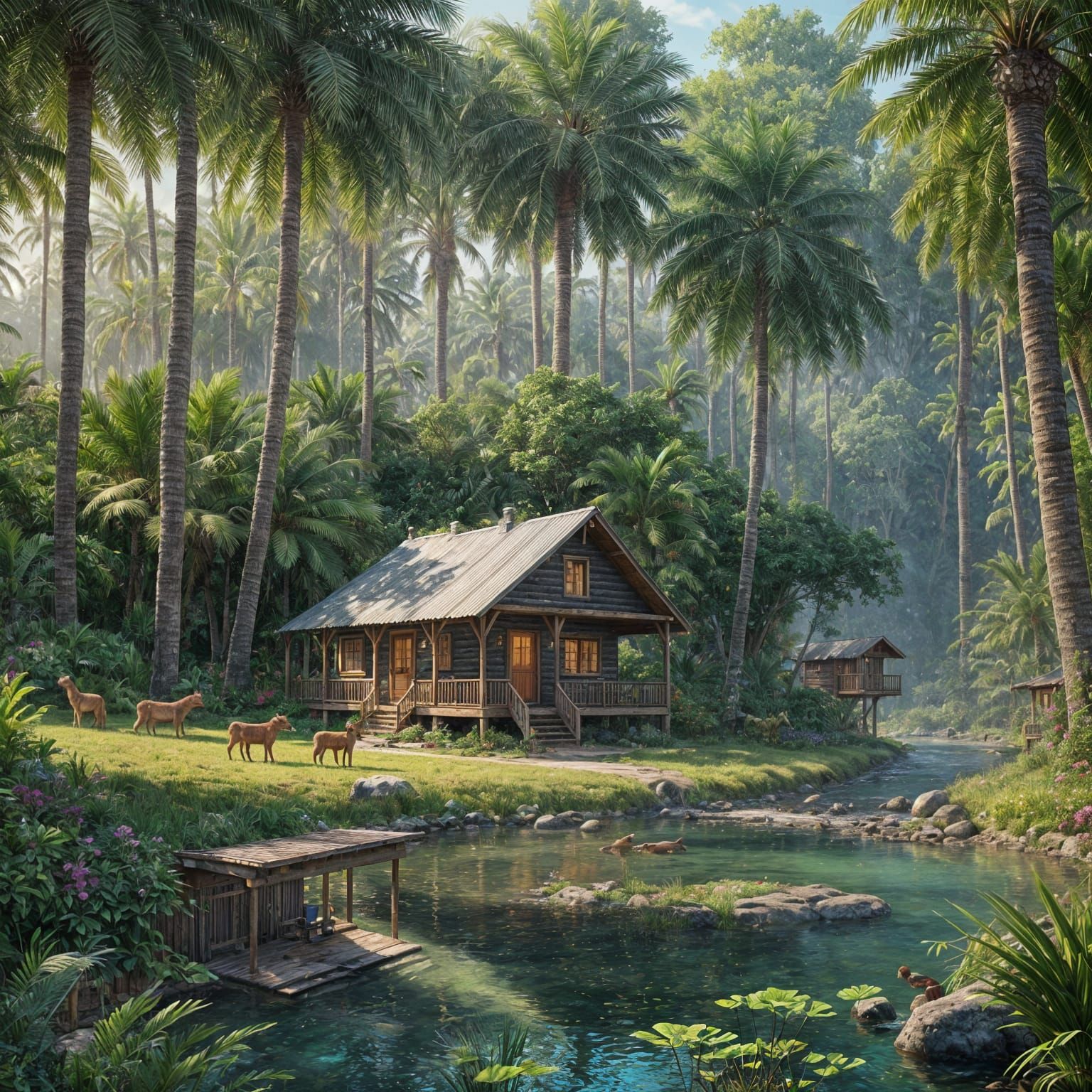 Idyllic Modern Wooden Cabin with Lush Garden