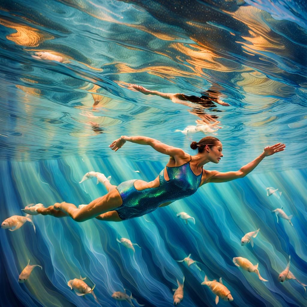 Underwater Swimmer's Serene Meditative Dance