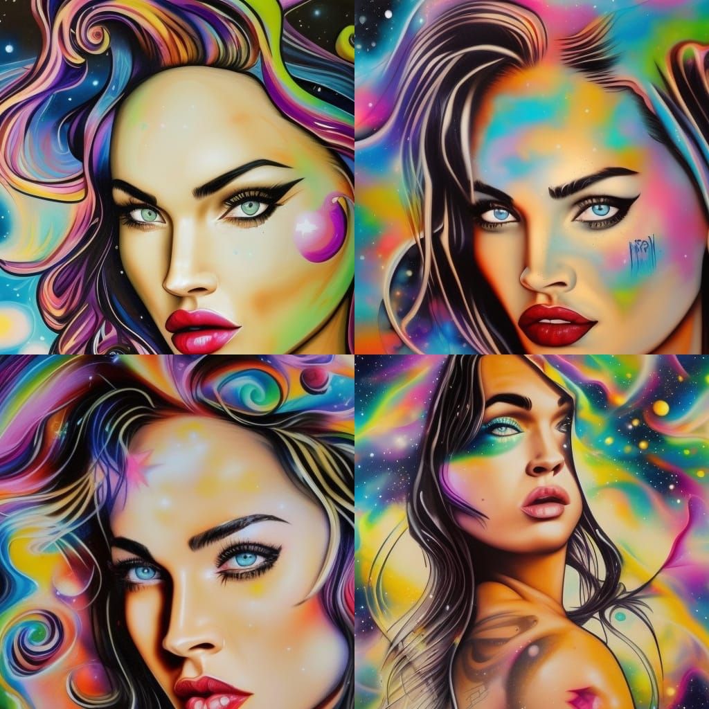 Megan Fox as Goddess of Space in Graffiti Art