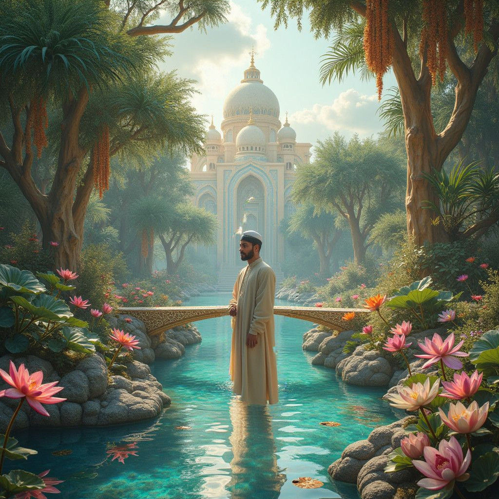 Divine Jannah Garden with Golden Rivers