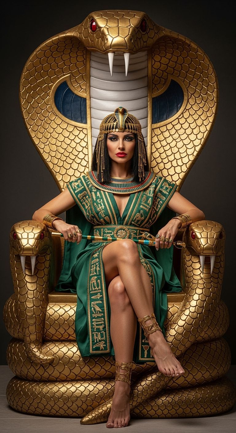 Egyptian Queen on Cobra Throne, Professional Photography