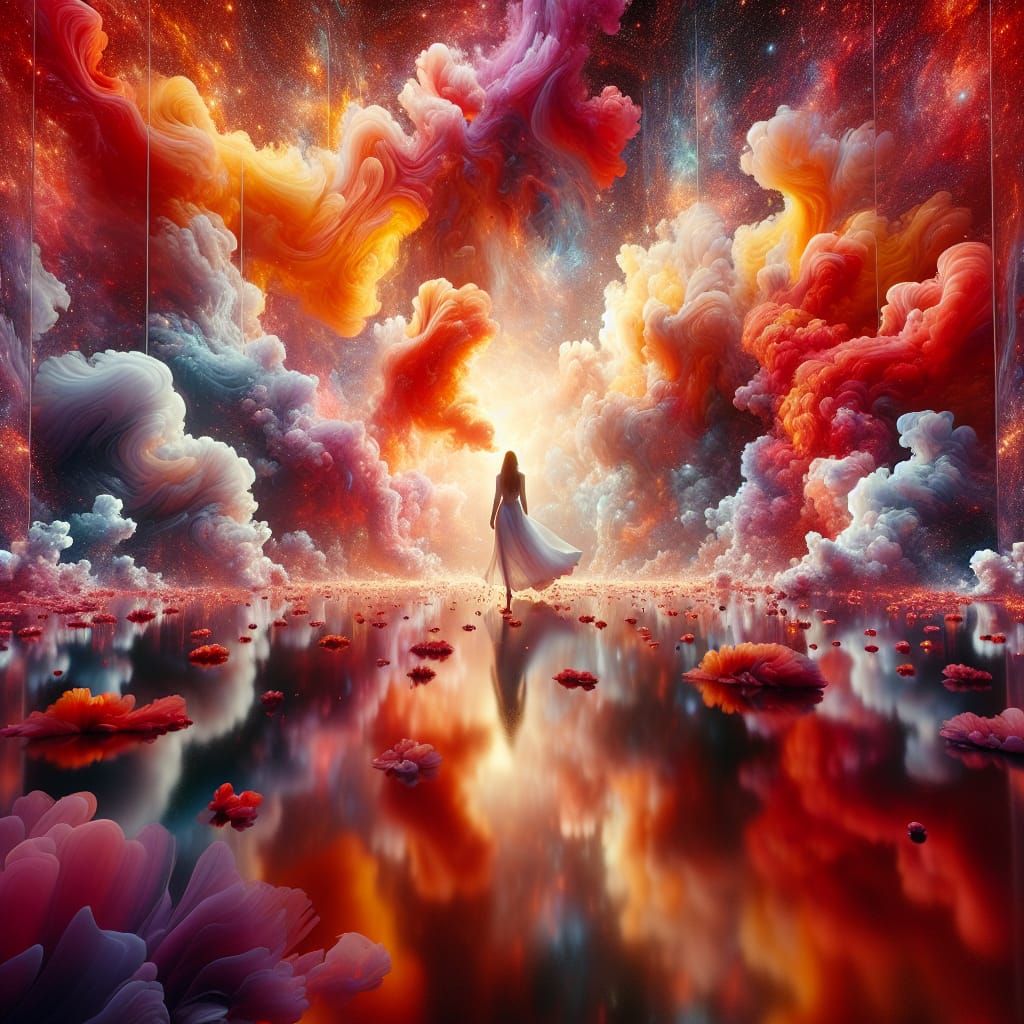 Surreal Figure in a Cosmic Dreamscape