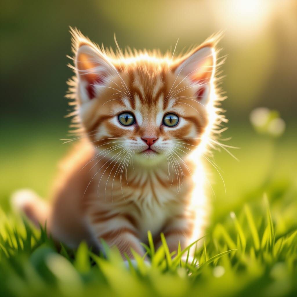 Sweet British Kitten in Sunlight: Realistic Style