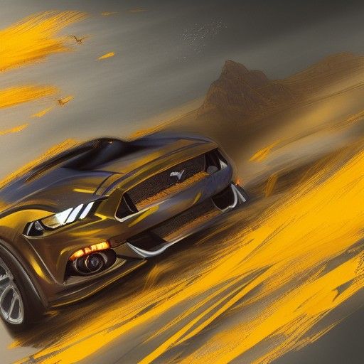 Intricate Light Yellow Mustang Concept Car